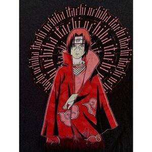 Y2K Naruto Anime T-Shirt for Men - VIZ Media, Large Black Red Cartoon